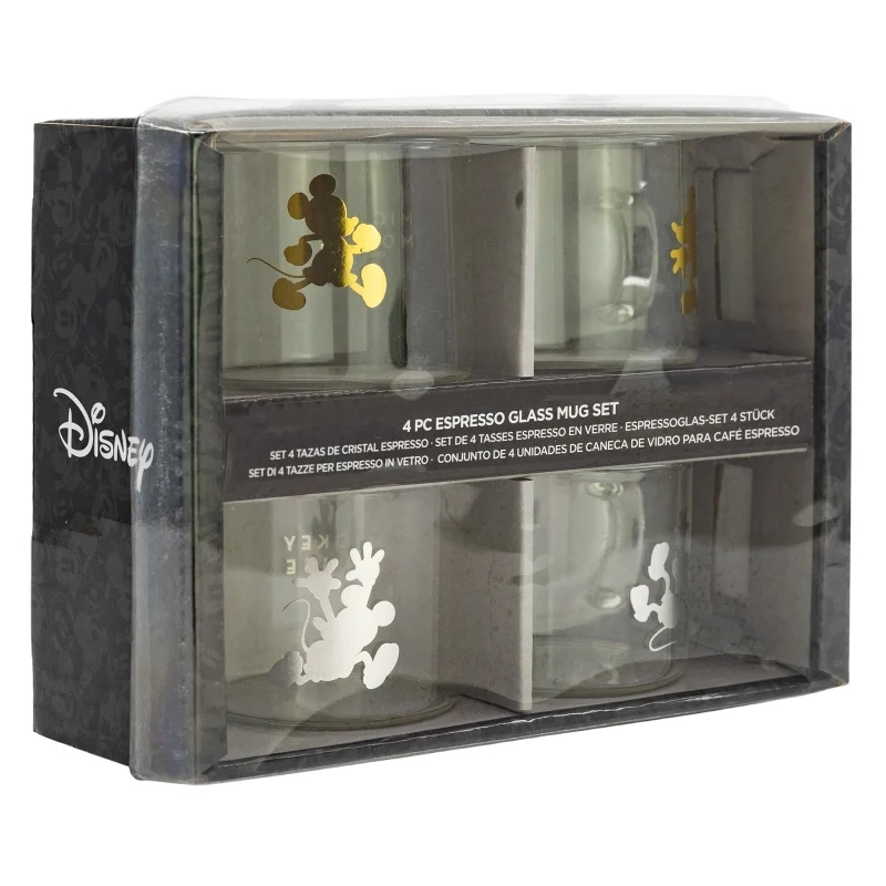 MICKEY - Set de 4 Mugs Expresso en Verre - 100 ml