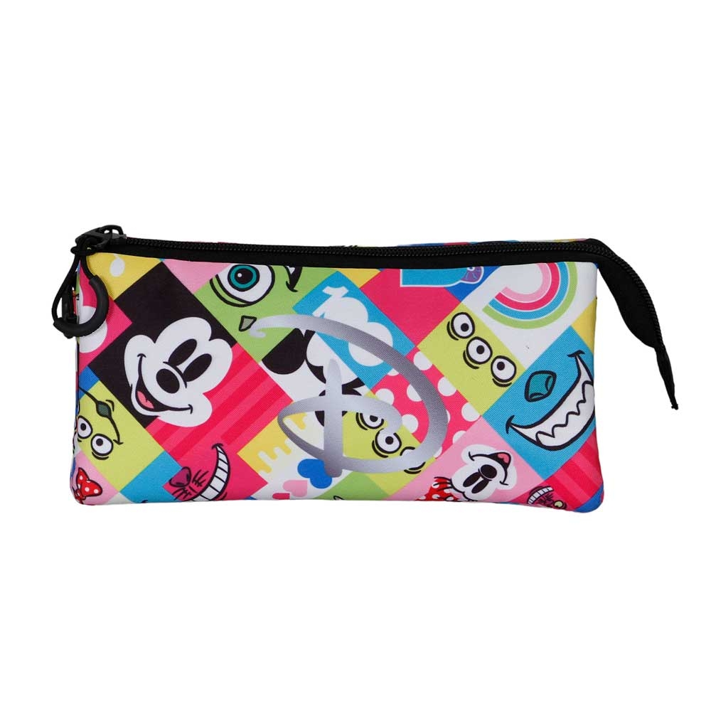 Disney 100 Ans - Collage - Trousse triple 23x11x7cm