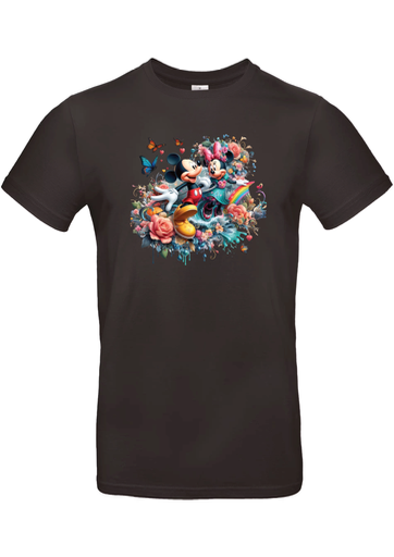 T-Shirt B&C E190 - I06 - Mickey & Minnie Fleurs