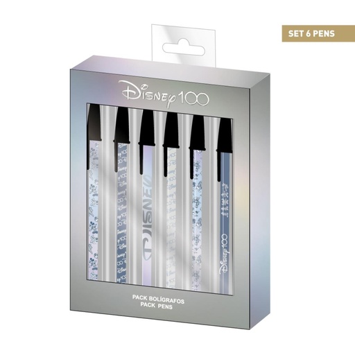 [219612] Disney 100 Ans - Logo - Set de 6 Stylos à Bille
